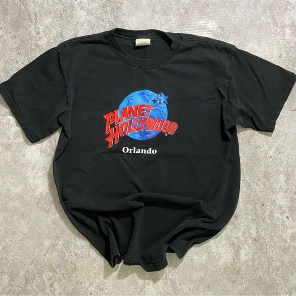 Vintage 1991 Planet Hollywood Orlando Tee‎ Made in USA Black Excellent Large